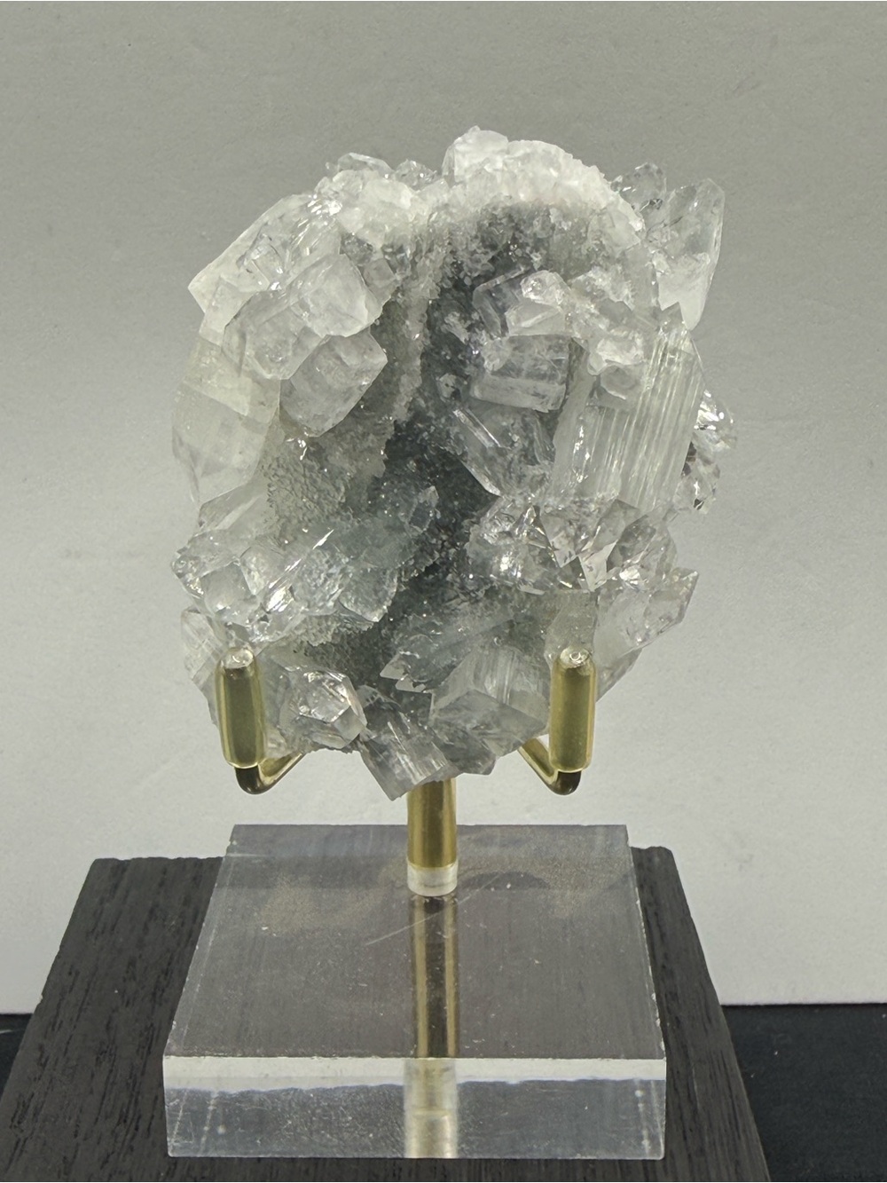 Gemmy Clear Apophyllite on Blue Chalcedony Matrix